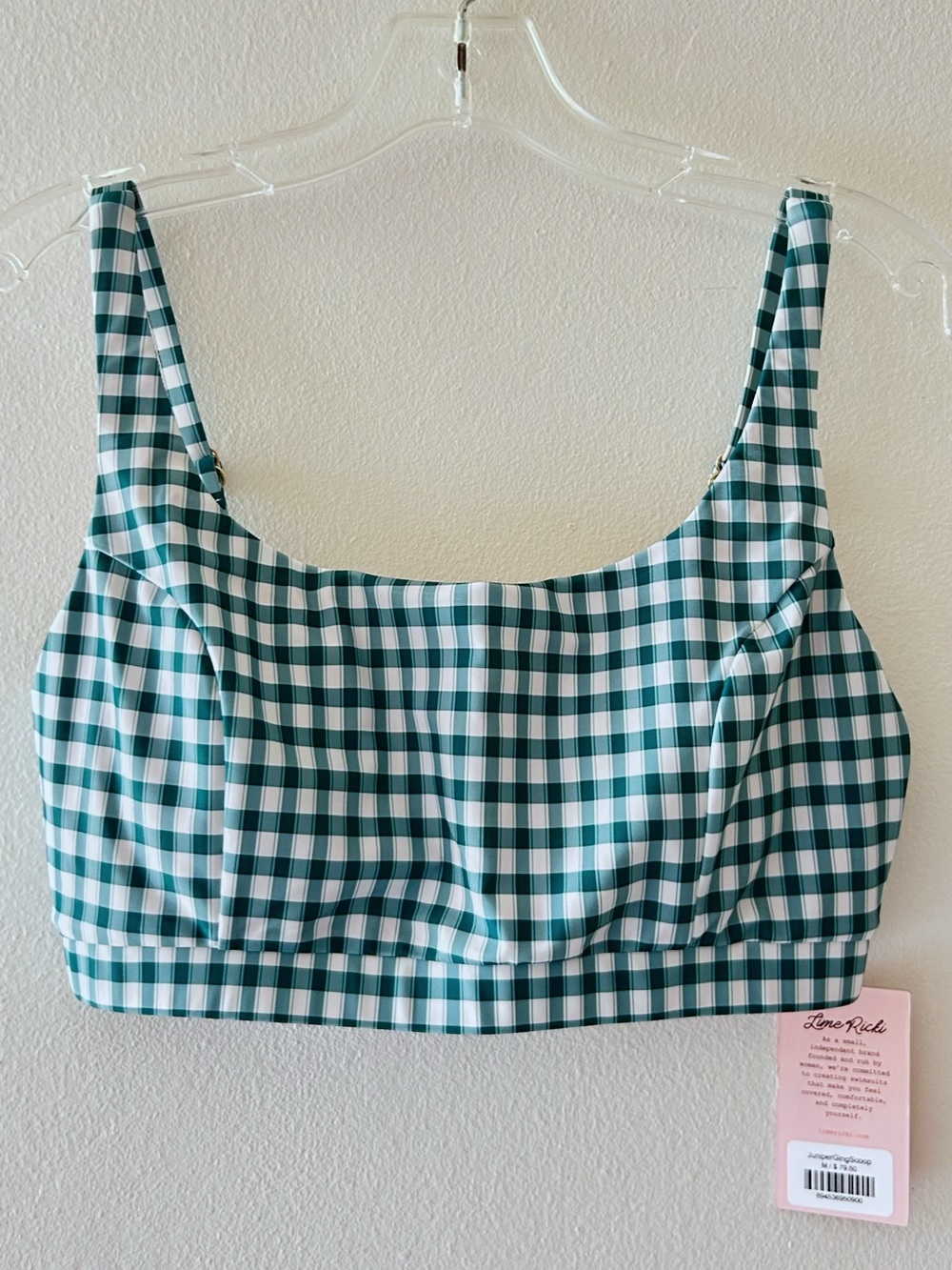 Lime Ricki Green and White Gingham Bikini Top